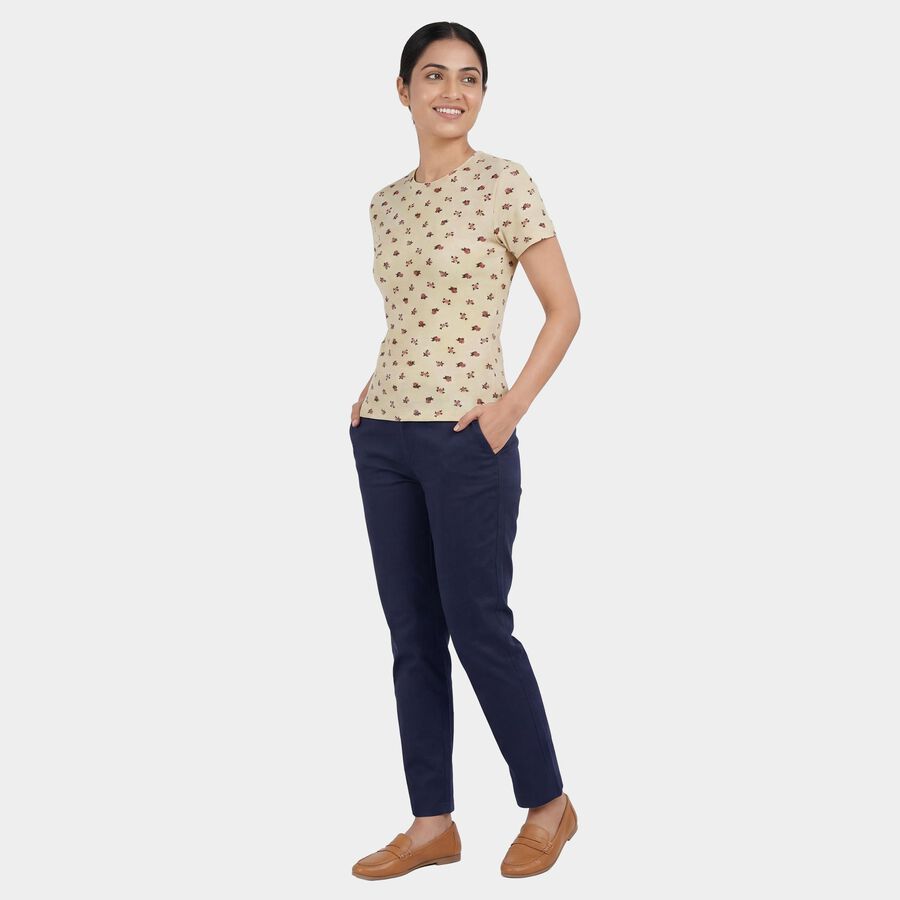 Ladies' Round Neck T-Shirt, Beige, large