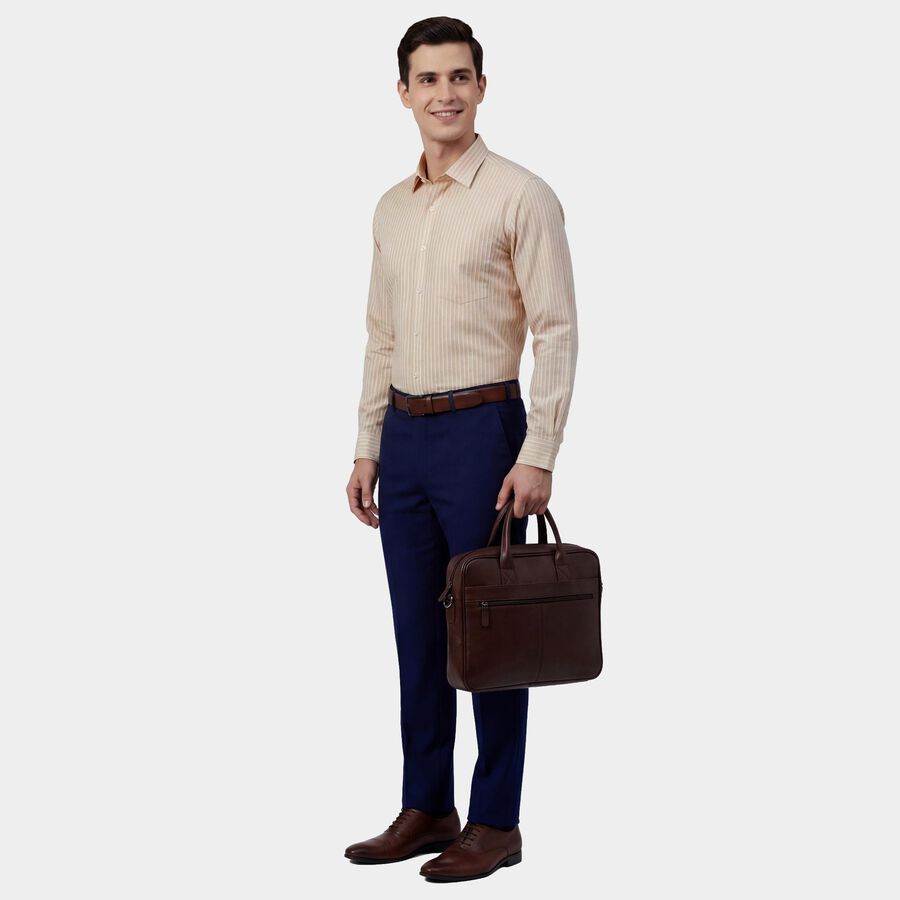 Men's Light Beige Cotton Classic Collar Formal Shirt, Beige, large