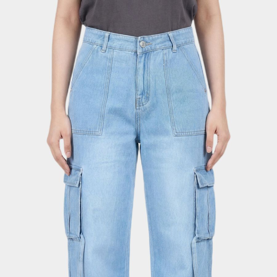 Women's Blue Wide Leg High-Rise Jeans, Light Blue, large