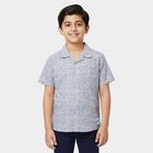 Boys' Blue Cotton Half Sleeve Classic Collar Checked Casual Shirt, Mid Blue, small