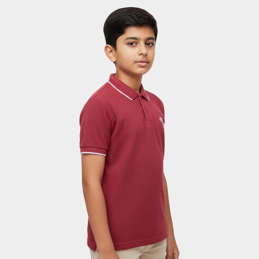 Boys Pink Round Neck Streetwear T-Shirt, गुलाबी, large