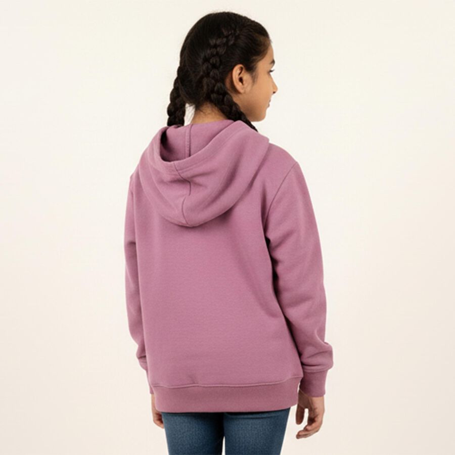 Girls Dusty Lavender Hooded Casual Sweatshirt, Lilac, large image number null