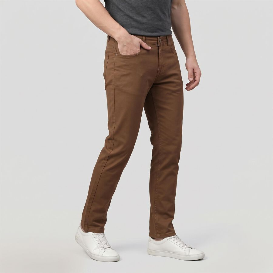 Men's Khaki Slim Fit Solid Jeans, Khaki, large