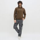 Men's Dark Brown Hooded Casual Sweatshirt, भूरा, small image number null