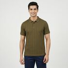 Men's Olive Green Polo Neck Preppy T-Shirt, ओलिव, small