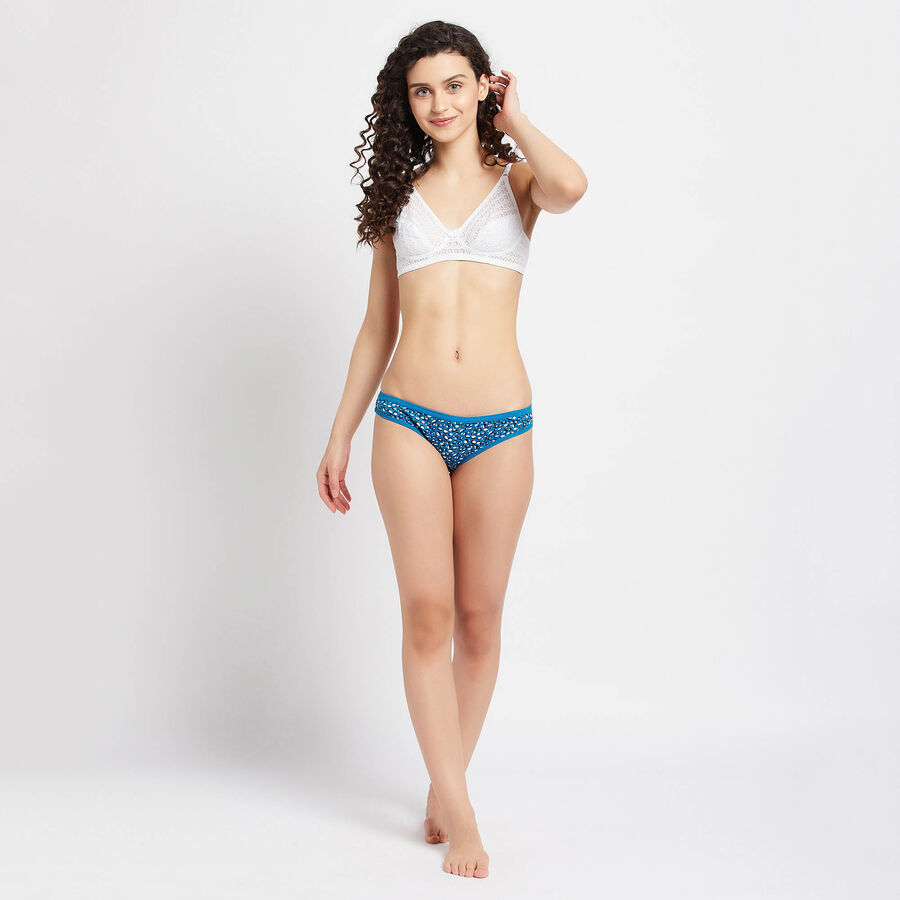 Printed Cotton Panty, Teal Blue, large image number null