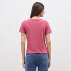 Women's Muted Pink Cotton Round Neck Casual T-Shirt, Purple, small