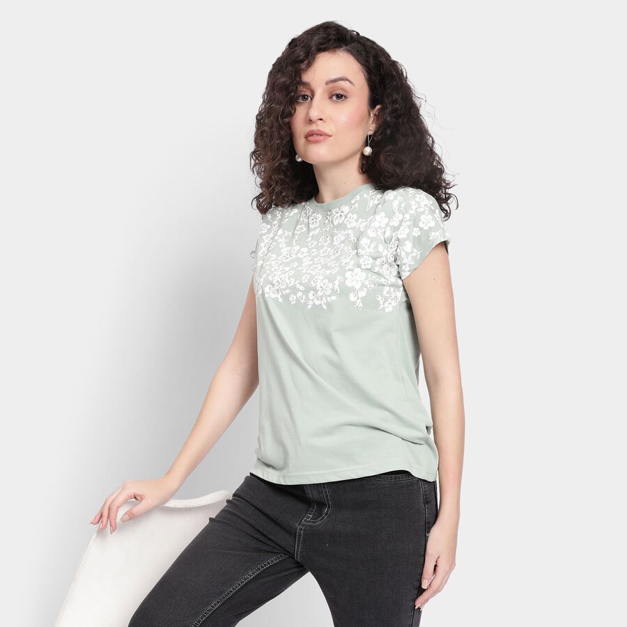 Ladies' Round Neck T-Shirt , हल्का हरा, large image number null