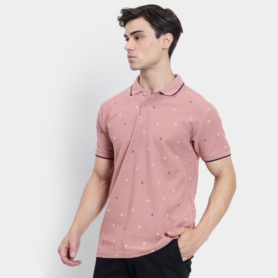 Men's 100% Cotton Collared Half Sleeves T-Shirt , पीच, large image number null