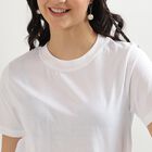 Women's Bright Snow White Cotton Round Neck T-Shirt, White, small image number null