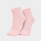 Women's Pink Regular Fit Textured Ruffle Cuff Pack of 1 Socks, Pink, small