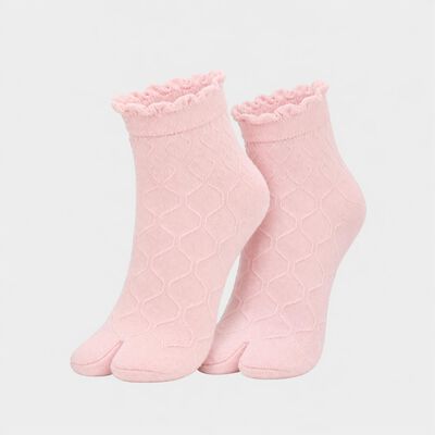 Women's Pink Regular Fit Textured Ruffle Cuff Pack of 1 Socks
