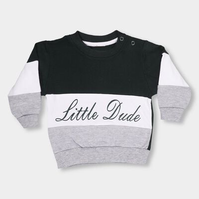 Infants Dark Green Cotton Crew Neck Casual Sweatshirt