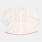 Girls Embellished Full Sleeve Top, Off White, small image number null
