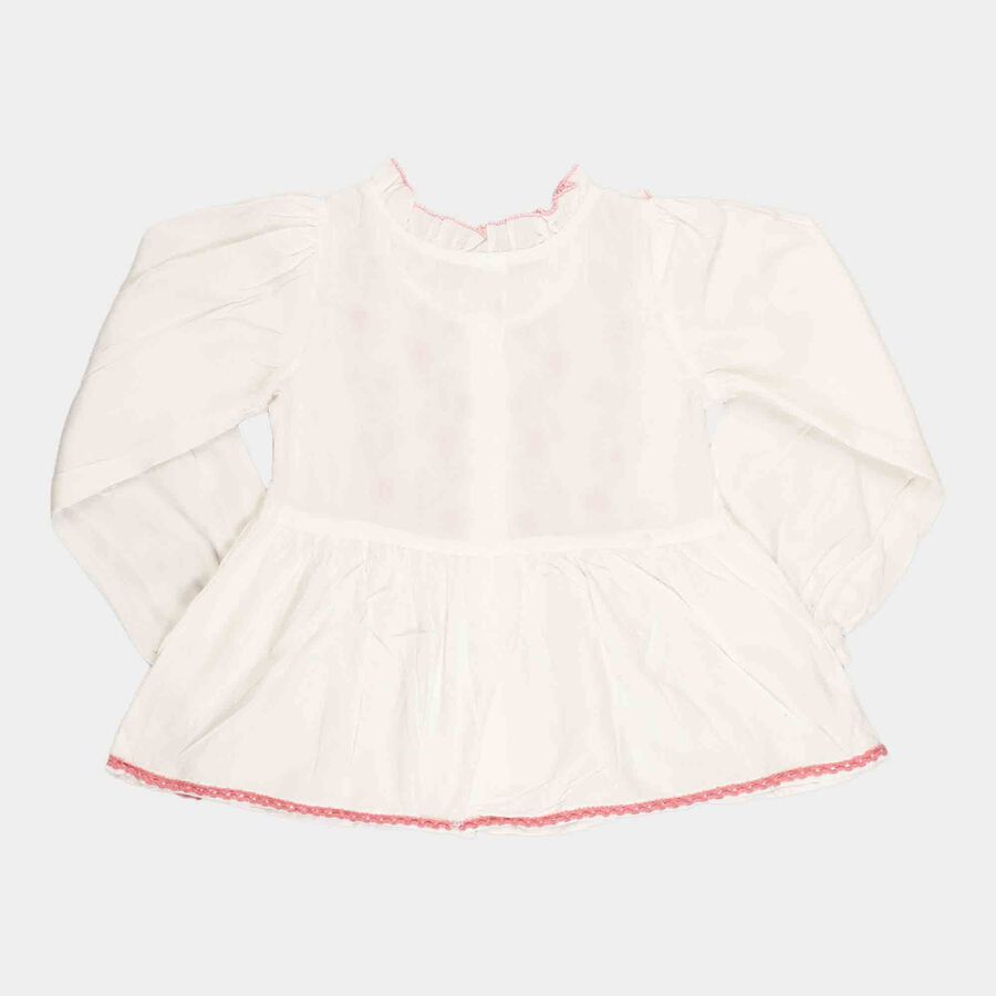 Girls Embellished Full Sleeve Top, Off White, large image number null