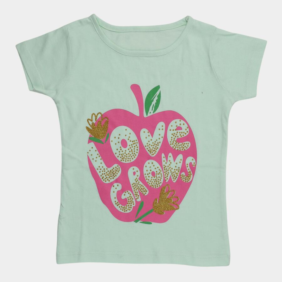 Girls' T-Shirt, हल्का हरा, large