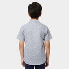 Boys' Blue Cotton Half Sleeve Classic Collar Checked Casual Shirt, Mid Blue, small