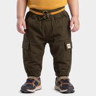 Infants' Olive Green Regular Fit Cargo Jogger Trousers, ओलिव, small