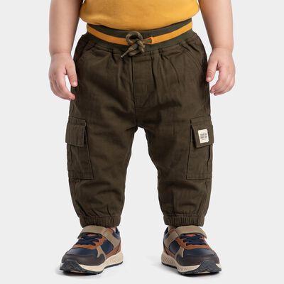 Infants' Olive Green Regular Fit Cargo Jogger Trousers