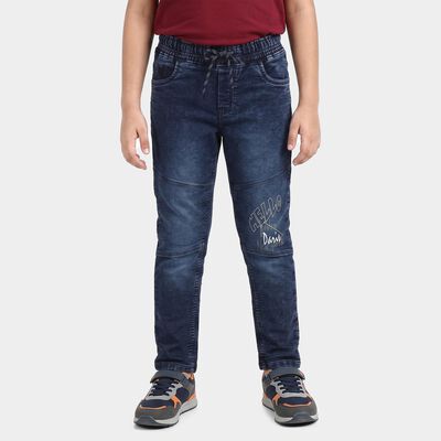 Boys' Blue Slim Fit Printed Jeans