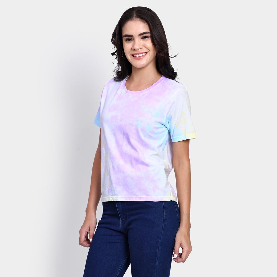 Ladies' 100% Cotton Round Neck T-Shirt , नीला, large image number null