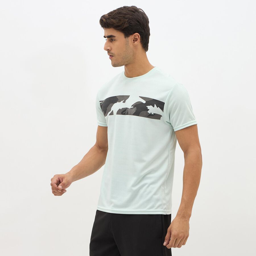 Men's Light Mint Green Crew Neck Graphic T-Shirt, हल्का हरा, large image number null
