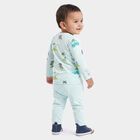 Infants' Aqua Cotton Round Neck Graphic Print Baba Suit, Aqua, small