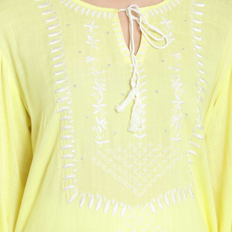 3/4Th Sleeves Straight Kurta, Yellow, large image number null