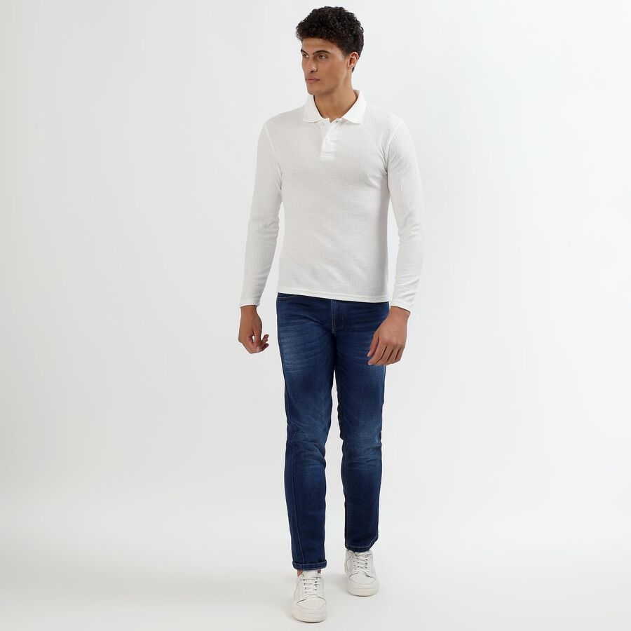 Men's White Polo Neck Classic T-Shirt, White, large image number null