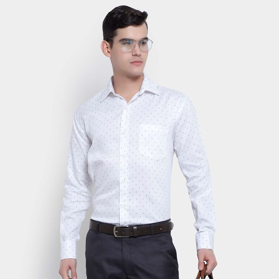 Printed Formal Shirt, White, large image number null