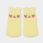 Girls' Pastel Pink and Light Yellow Regular Fit Cat Design Pack of 2 Socks, Yellow, small image number null