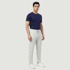 Men's Grey Straight Fit Drawstring Waist Track Pants, एक्रू मिश्रित, small