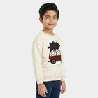 Boys Off White Round Neck Pullover Sweatshirt, ऑफ व्हाइट, small