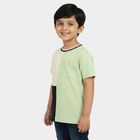Boys Light Green Cotton Round Neck Casual Boys T-Shirt, हल्का हरा, small