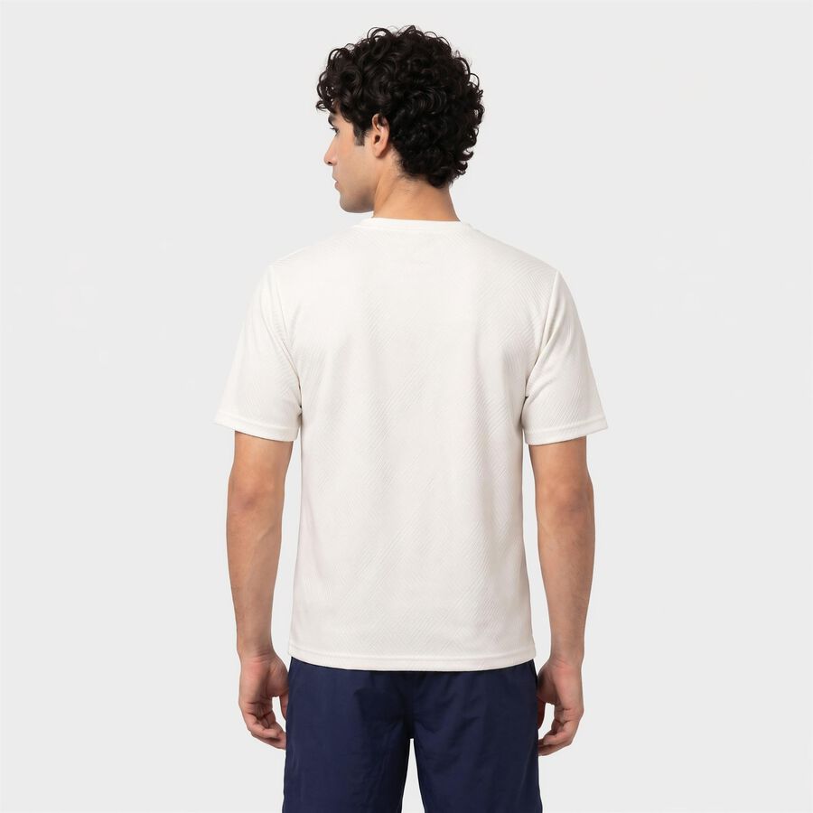 Men's White Crew Neck Regular Drifit T-Shirt, ऑफ व्हाइट, large