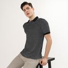 Men's Jet Black Polo Collar Casual T-Shirt, काला, small