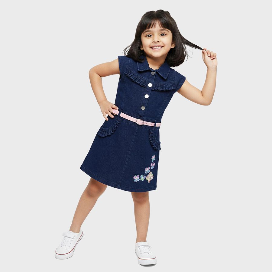 Girls' Frock, गहरा नीला, large