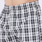 Men's Black And White Checked Elastic Waist Boxers, Black, small image number null
