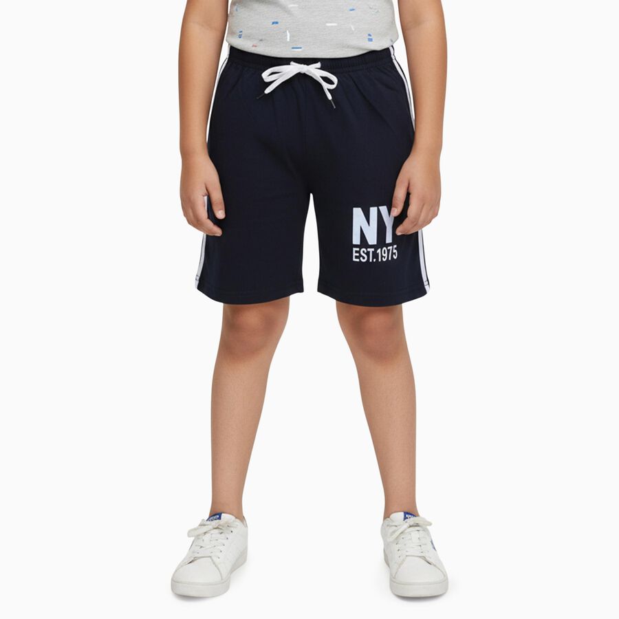 Boys Cotton Blend Bermuda Shorts, Navy Blue, large