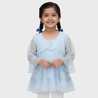 Girls Light Powder Blue Round Neck Romantic T-Shirt, Light Blue, small