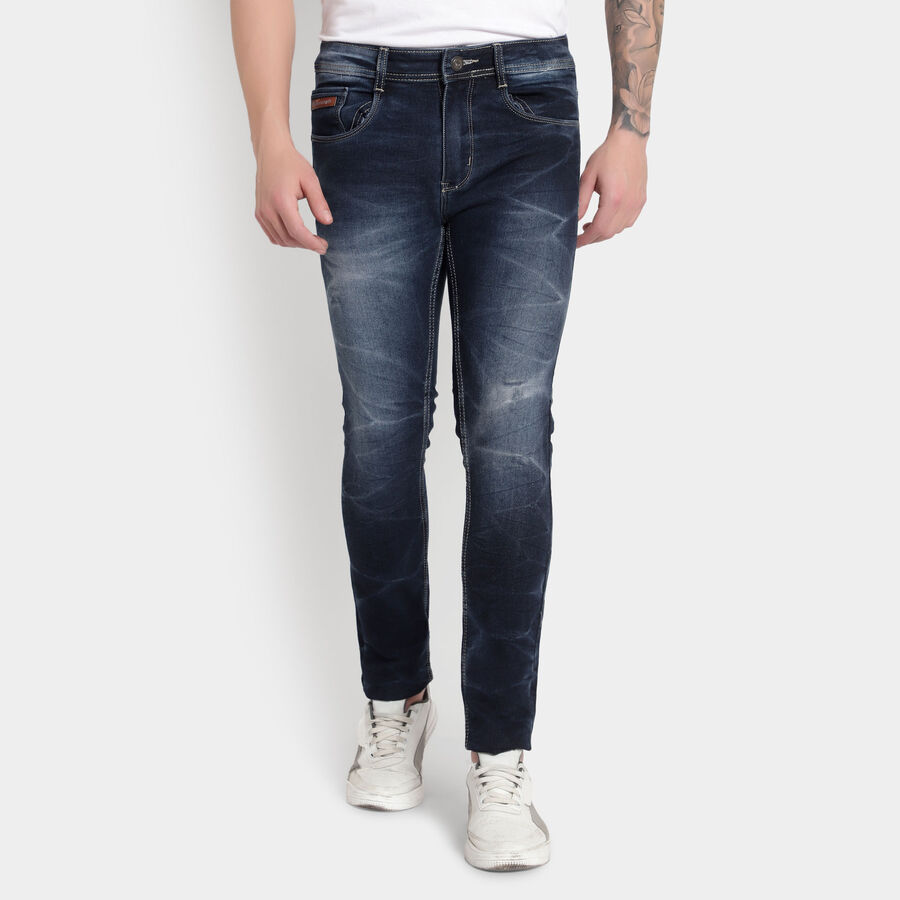 Overdyed 5 Pocket Skinny Jeans, Dark Blue, large image number null