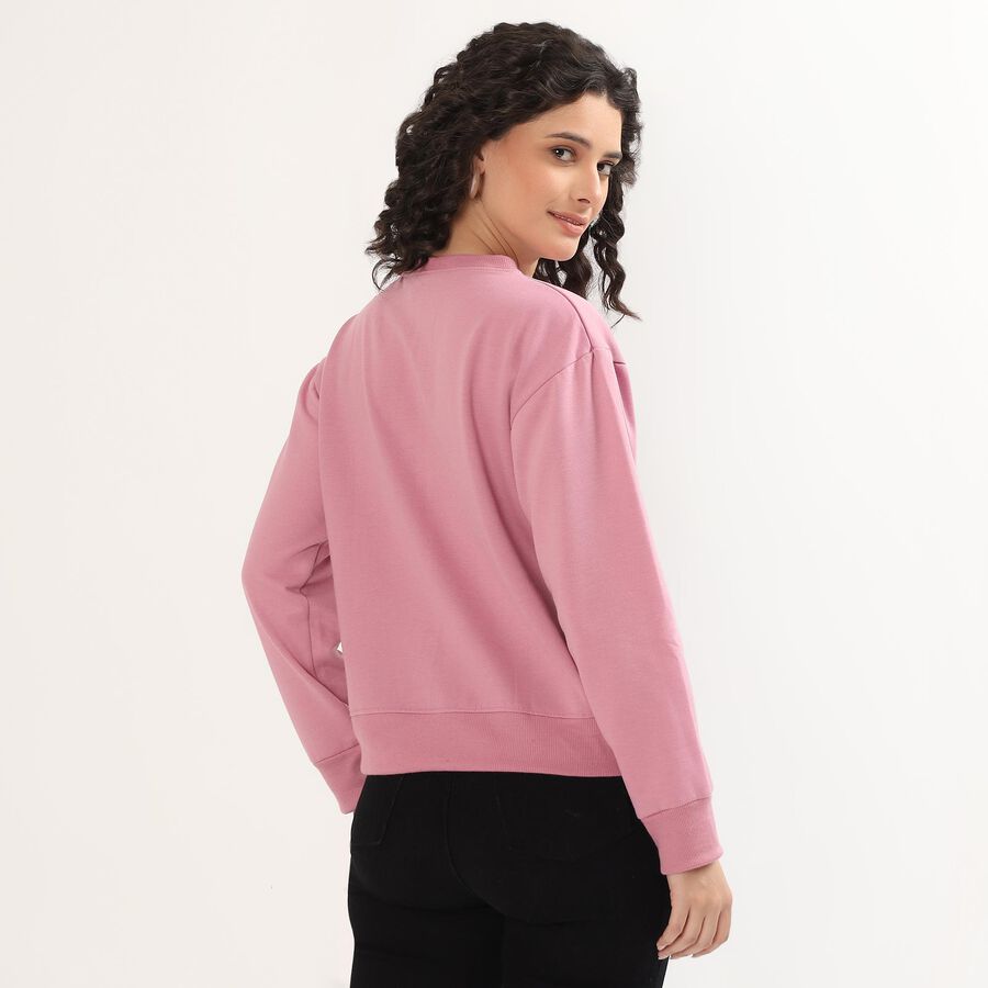 Women's Dusty Pink Crew Neck Casual Sweatshirt, Pink, large image number null