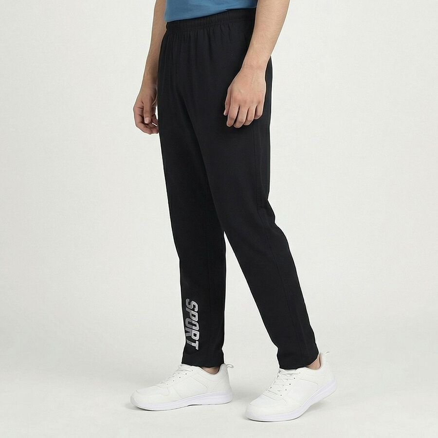 Men's Black Regular Fit Track Pants, Black, large