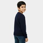 Boys' Deep Midnight Navy Blue Crew Neck Graphic Pullover, Navy Blue, small image number null