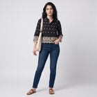Women's Dark Grey Printed Collar Shirt, Dark Grey, small