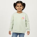 Girls Light Sage Green Crew Neck Casual Sweatshirt, हल्का हरा, small image number null