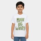 Boys Bright Snow White Crew Neck Casual T-Shirt, White, small image number null