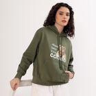 Women's Muted Olive Green Hooded Neck Casual Sweatshirt, ओलिव, small image number null