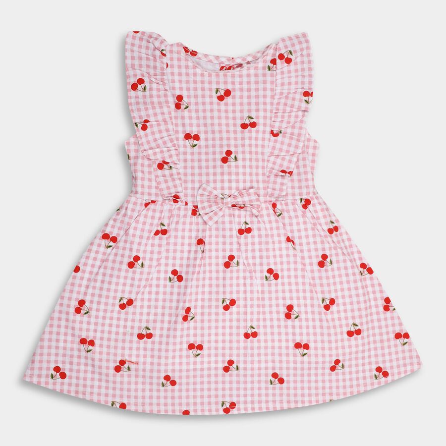 Girls' 100% Cotton Frock , हल्का गुलाबी, large image number null