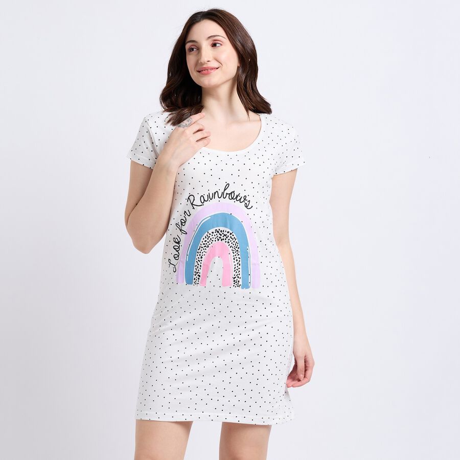 Ladies' 100% Cotton Nighty, White, large image number null